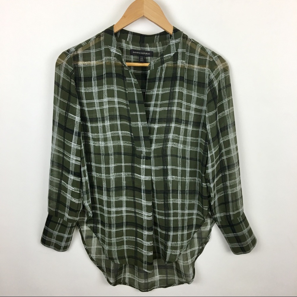 Banana republic plaid sheer long sleeve